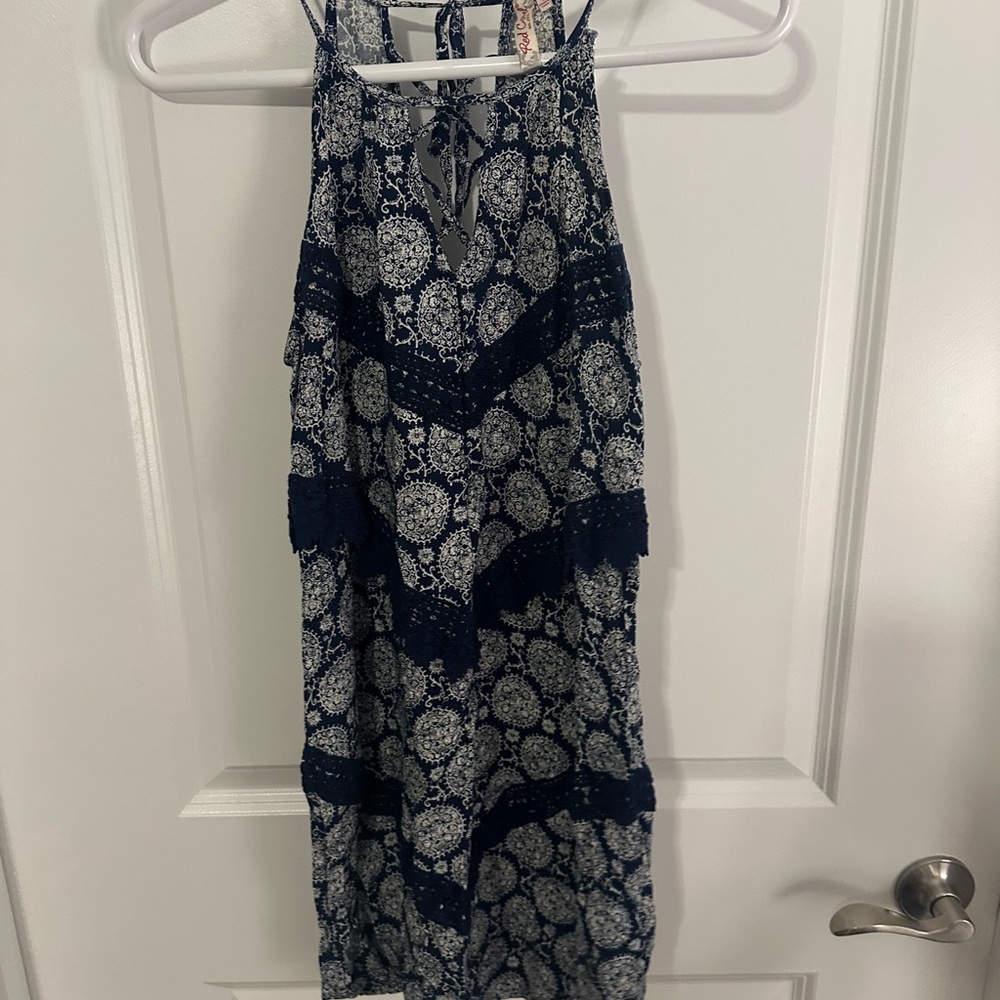 Red Camel Blue and White Halter Dress